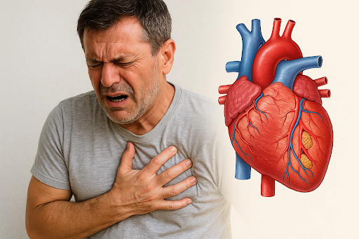 “Medical illustration of a heart with arteries, representing cardiovascular disease as the leading NCD cause of death.”
