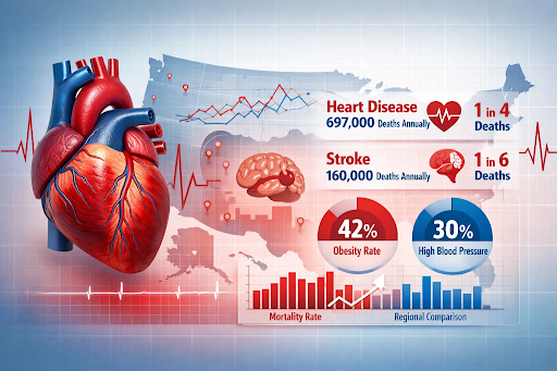 American Heart Association cardiovascular statistics showing heart disease and stroke trends in the United States.